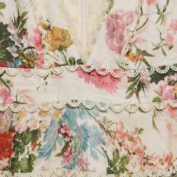 Pre Owned Zimmermann White Floral Print Linen Tiered Heathers Mini Dress M
