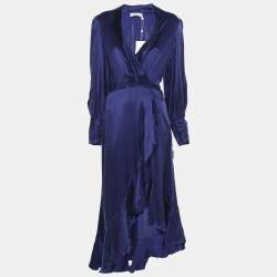 Pre Owned Zimmermann Blue Indigo Silk Belted Maxi Dress S