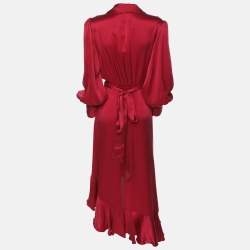 Pre Owned Zimmermann Pink Silk Belted Maxi Dress S