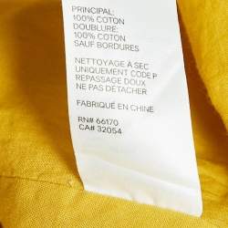 Pre Owned Zimmermann Yellow Floral Print Cotton Shoulder Tie-Up Midi Dress L