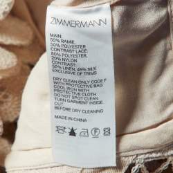 Pre Owned Zimmermann Beige Wool Blend Lace Ruffled V-Neck Top M