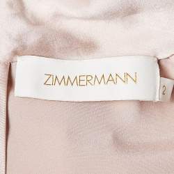 مملوكة مسبقًا Zimmermann Pink Satin Silk High Cowl Neck Blouse M