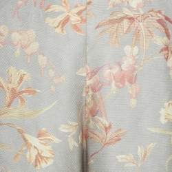 Pre Owned Zimmermann Grey Floral Print Textured Crepe Palazzo Pants M