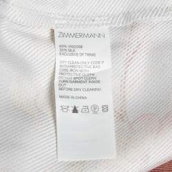 Pre Owned Zimmermann Grey Floral Print Textured Crepe Palazzo Pants M