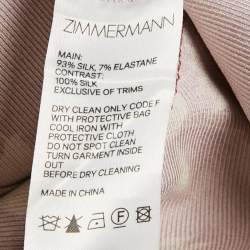 Pre Owned Zimmermann Brown Floral Print Silk Blend Puff Sleeve Top M