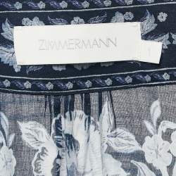 مملوكة مسبقًا Zimmermann Blue Floral Print Cotton Aliane Mini Wrap Dress M