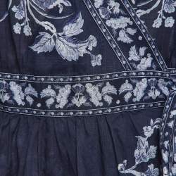مملوكة مسبقًا Zimmermann Blue Floral Print Cotton Aliane Mini Wrap Dress M