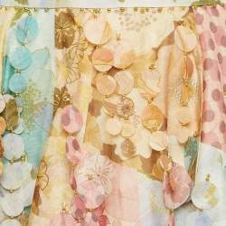 Pre Owned Zimmermann Multicolor Floral Print Linen Tempo Disc-Embellished Mini Skirt M