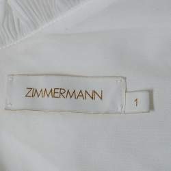 Pre Owned Zimmermann White Plisse Off-Shoulder Crop Top M