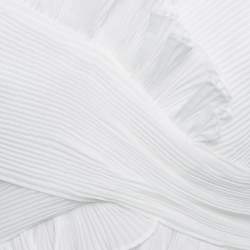 Pre Owned Zimmermann White Plisse Off-Shoulder Crop Top M