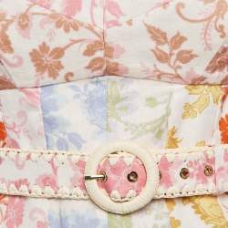 مملوكة مسبقًا Zimmermann Multicolor Floral Print Linen Postcard Spliced Mini Dress M