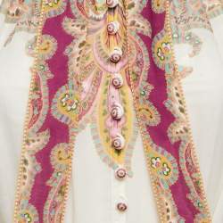 Pre Owned Zimmermann White Paisley Print Cotton Blend Teddy Midi Dress M