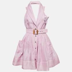 Zimmermann Lavender Linen Blend High Tide Tuxedo Dress M