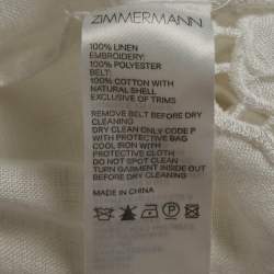 Pre Owned Zimmermann White Broderie Anglaise Linen Carnaby Ruffled Mini Dress M