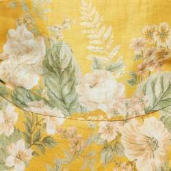 Pre Owned Zimmermann Yellow Floral Print Linen Sleeveless Maxi Dress M