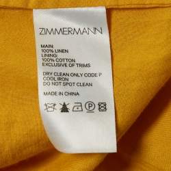 Pre Owned Zimmermann Yellow Floral Print Linen Sleeveless Maxi Dress M