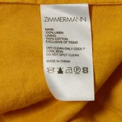 Pre Owned Zimmermann Yellow Floral Print Linen Sleeveless Maxi Dress M