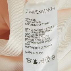 Pre Owned Zimmermann Cream Silk Tie-Up High Neck Blouse M