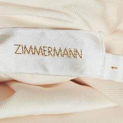 Pre Owned Zimmermann Cream Silk Tie-Up High Neck Blouse M