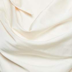 Pre Owned Zimmermann Cream Silk Tie-Up High Neck Blouse M