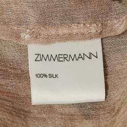 Pre Owned Zimmermann Beige Floral Print Georgette Silk Tiered Asymmetric Midi Dress M