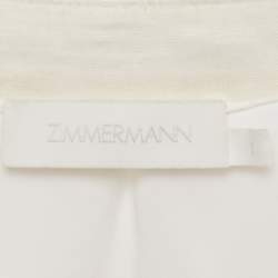 Pre Owned Zimmermann Off-White Embroidered Linen Puff Sleeve Midi Dress S