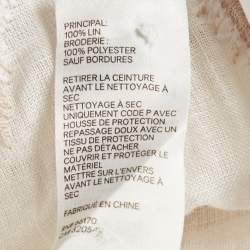 Pre Owned Zimmermann Off-White Embroidered Linen Puff Sleeve Midi Dress S