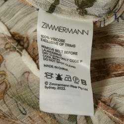 Pre Owned Zimmermann Beige Floral Print Chiffon Belted Maxi Dress L