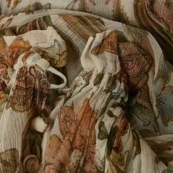 Pre Owned Zimmermann Beige Floral Print Chiffon Belted Maxi Dress L