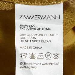 Pre Owned Zimmermann Green Silk-Habotai Estelle Ruffled Mini Dress S