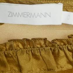 Pre Owned Zimmermann Green Silk-Habotai Estelle Ruffled Mini Dress S
