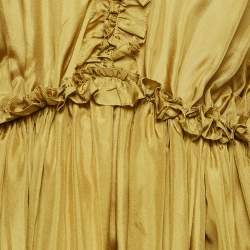 Pre Owned Zimmermann Green Silk-Habotai Estelle Ruffled Mini Dress S