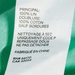 Pre Owned Zimmermann Green Printed Linen Cut-Out Nina Mini Dress S