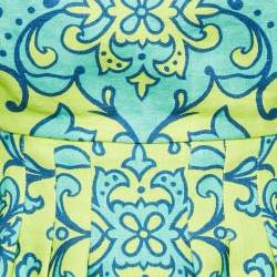 Pre Owned Zimmermann Green Printed Linen Cut-Out Nina Mini Dress S