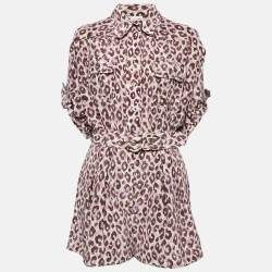 Zimmermann Purple Leopard Print Silk Shirt and Shorts Set M/L