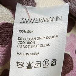 Zimmermann Purple Leopard Print Silk Shirt and Shorts Set M/L