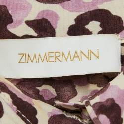 Zimmermann Purple Leopard Print Silk Shirt and Shorts Set M/L