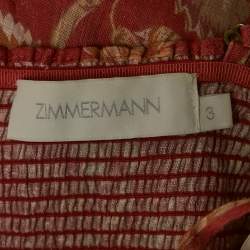 مملوكة مسبقًا Zimmermann Pink Floral Print Linen Flared Maxi Dress L