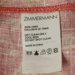 مملوكة مسبقًا Zimmermann Pink Floral Print Linen Flared Maxi Dress L