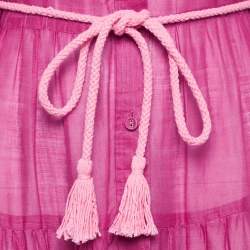 مملوكة مسبقًا Zimmermann Pink Broderie Anglaise Ramie Tiered Scallop Midi Dress M