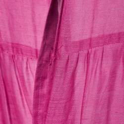 مملوكة مسبقًا Zimmermann Pink Broderie Anglaise Ramie Tiered Scallop Midi Dress M