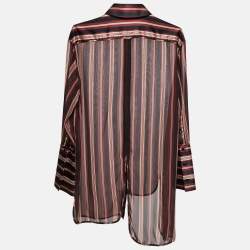 Pre Owned Zimmermann Multicolor Striped Georgette Asymmetrical Shirt L