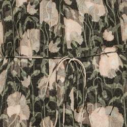 Pre Owned Zimmermann Black Floral Print Silk Flounce Midi Dress L