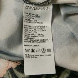 Pre Owned Zimmermann Black Floral Print Silk Flounce Midi Dress L