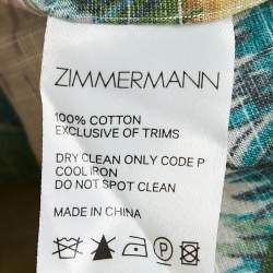 Pre Owned Zimmermann Multicolor Printed Cotton Neck Tie-Up Tiered Maxi Dress L