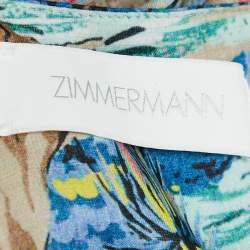 Pre Owned Zimmermann Multicolor Printed Cotton Neck Tie-Up Tiered Maxi Dress L