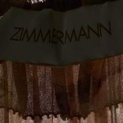 Pre Owned Zimmermann Pink Hydrangea Print Chiffon Tiered Midi Dress L