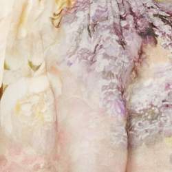 Pre Owned Zimmermann Pink Hydrangea Print Chiffon Tiered Midi Dress L