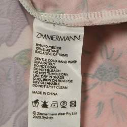 Pre Owned Zimmermann Poppy Print Ramie Eyelet Midi Dress L