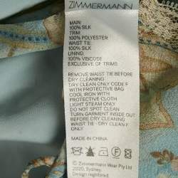 Pre Owned Zimmermann Blue Paisley Print Silk Lace Insert Playsuit L